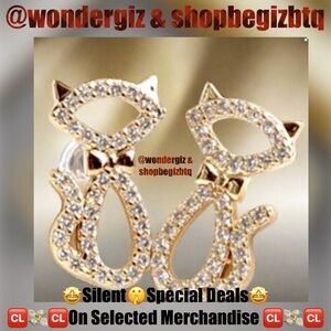 Kate Spade Authentic York Jazz Things Up Pave Cat Stud Earrings